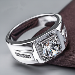 Anello da uomo nuovo 925 alla moda in oro bianco con diamanti simulati in stile alla moda - Product Image 1