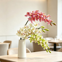 Bunga Anggrek Cymbidium Artificial Real Touch yang Laris Manis, Batang Premium untuk Buket DIY & Dekorasi Estetika Interior