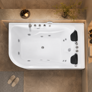 Baignoire de massage à remous en acrylique pour <span class=keywords><strong>2</strong></span> personnes, design en secteur d'angle, <span class=keywords><strong>spa</strong></span> à jets d'hydrothérapie 170x120x58cm, pour projets hôteliers - Product Image 2