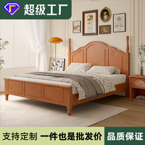 Country Style American <b>Solid</b> <b>Wood</b> Double Bed 1.8m Storage Platform Bed Master Bedroom Furniture - Product Image 5