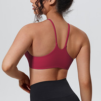 Soutien-gorge de sport pour femme, double face, respirant, à maintien élevé, en nylon et élasthanne, ajusté, avec bretelles croisées au dos, couleur unie