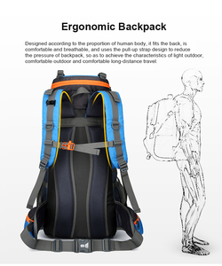 70L Đi Bộ Đường Dài Ba lô nhẹ cắm trại Ba lô không thấm nước Daypack thể thao ngoài trời Leo Núi Du lịch Ba lô - Product Image 6