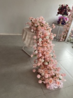 W-FR038 gros jaune soie Rose fleur chemin Table centres de table 200cm fleur artificielle chemin pour la décoration de scène de mariage