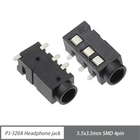 PJ320A Conector de Audio Hembra de 3.5 mm, 4 Pines, Conector de Audio Estéreo DIP SMD