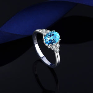 Anelli in argento Sterling 925 per donne eleganti accessori per feste nuziali in pietra Azurite - Product Image 2