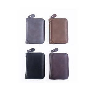 Men's Mini Zip <b>Wallet</b> Solid Color Leather Coin Purse Card <b>Holder</b> Everyday Use JF02 - Product Image 5
