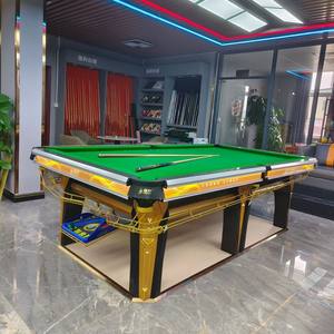 Table de billard Qiangli T9 12 pieds avec pieds en acier, snooker américain, cadre en chêne durable - Product Image 1