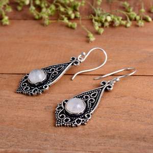 Pendientes de Piedra Lunar Arcoíris, Gema Natural, Chapados en Oro, Estilo Boho y Hippie, para Bodas y Fiestas - Product Image 5