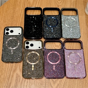 Coque de téléphone rigide plaquée diamant scintillant pour iPhone 17 16 14 13 12 Pro 15 Pro Max, modèle de protection magnétique Plus - Product Image 1
