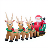 Décorations de Noël gonflables d'extérieur personnalisées en polyester avec lumières LED rennes et bonhomme de neige, 12 pouces, livraison en 48 heures