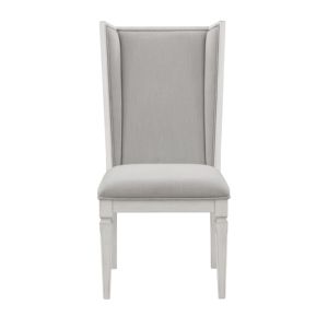 Ensemble de 2 chaises d'appoint DB Katia en lin gris clair et fini blanc patiné pour le salon - Product Image 3