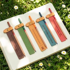 PU Leather Long Strip <b>Bookmark</b> DIY Reading Page Clip Modern Portable Welcome <b>Gift</b> for Teachers and Students - Product Image 1