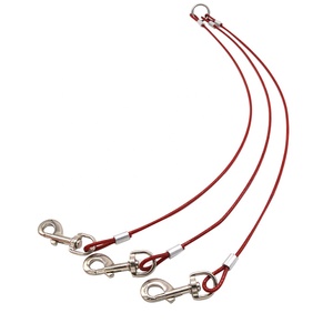 Correa de alambre de acero para mascotas, duradera, doble cabeza, resistente a las mordeduras, con correas de Metal para tres perros - Product Image 1