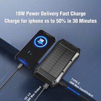 Banco de Energía Solar de Marca Privada de 20000 mAh, Cargador Rápido de 18 W, Luz de Advertencia LED Inalámbrica de 10 W para Camping, OEM ODM