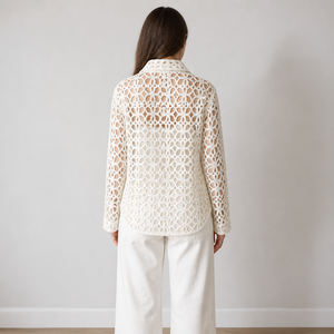 Cardigan da <span class=keywords><strong>Donna</strong></span> Personalizzato OEM/ODM, Lavorato <span class=keywords><strong>a</strong></span> <span class=keywords><strong>Mano</strong></span> all'Uncinetto, Design Floreale Traforato, Manica Lunga, Maglione Lavorato <span class=keywords><strong>a</strong></span> Maglia con Tasche - Product Image 6