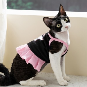 Pet <b>Clothes</b> For <b>Cats</b> And Dogs Thin Summer Dress Pink And Blue Cute Animal Pattern Polyester Material Four Seasons Wear - Product Image 3