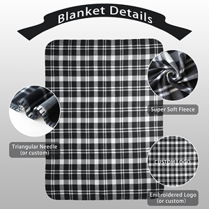 Couverture en polaire luxueuse super douce à carreaux, de haute qualité, avec coutures triangulaires, personnalisable, motif damier - Product Image 1
