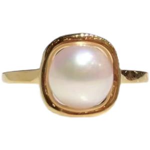 10143DIY <b>Pearl</b> Accessories S925 Silver Ring Empty Stand Square Fashion Ring 8-9mm Beads Inlay Setting Trendy Style for Women - Product Image 5