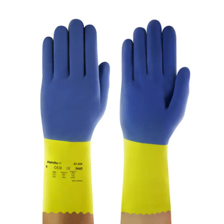 Ansell 87-224 Hands choenen Sicherheits handschuhe für die Arbeit Handschuh Arbeit Chemikalien beständige Guantes De Naturkautschuk-Latex handschuhe