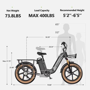 Triciclo Eléctrico con Batería de Litio y Canasta de Compras, Capacidad de 330 Libras, Llantas Gruesas de 20 Pulgadas, para Desplazamientos Urbanos, 720Wh, Potencia Extrema - Product Image 6