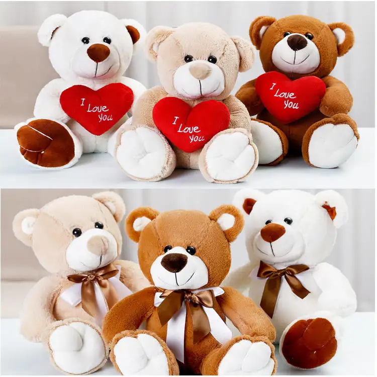 OEM san valentino orsacchiotti 25 CM personalizzato ti amo orsacchiotto peluche con cuore per regalo di san valentino della ragazza del bambino