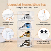 Boîtes de rangement pour chaussures en plastique transparent empilables en gros personnalisées, boîte de rangement pour chaussures de grande taille