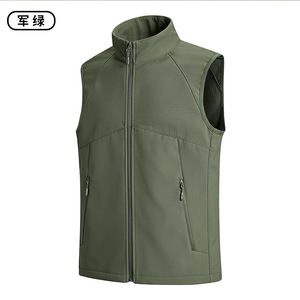 <strong>Men</strong> Women Cross Grid <strong>Fleece</strong> Lined High Stretch Vest Waterproof Outdoor Sports Casual Stand Collar <strong>Gilet</strong> Customizable - Product Image 2