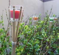 Bougies torche de jardin en paraffine en forme de bambou - Modèle rouge BAM-B