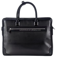 Porte-documents en Fiber de carbone personnalisé haut de gamme pour hommes sac à main en cuir véritable avec grande capacité sac d'ordinateur portable de voyage d'affaires