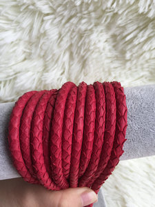 Cordon en cuir de serpent véritable de qualité supérieure, rouge brillant, différentes tailles (4 mm, 5 mm, 6 mm, 8 mm, 12 mm), apprêts de bijoux en or de haute qualité, bijoux <span class=keywords><strong>VIYA</strong></span> - Product Image 3