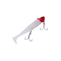 Leurre souple artificiel en forme de ciseaux à tête plombée pour eau salée, 14g 50g, pour bar et wahoo, paquet monopièce, sac bleu
