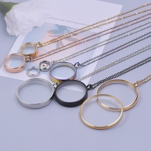 Simple Design Stainless Steel Round Glass <strong>Floating</strong> <strong>Lockets</strong> - Product Image 2