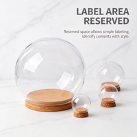 Dôme de présentation en verre de haute qualité TS avec base en liège, surface transparente estampillée or pour la décoration