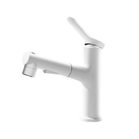 Robinet de salle de bain moderne à un trou, blanc, design APP, avec sortie d'eau chaude et froide coulissante, en laiton, pour lavabo de toilette