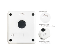 Báscula Digital de cocina con reloj, balanza montada en la pared para el hogar, medición de 5KG