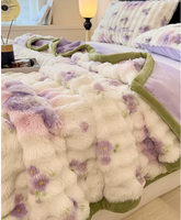 Plaid en fausse fourrure de lapin de luxe, doux et moelleux, idéal pour la décoration intérieure