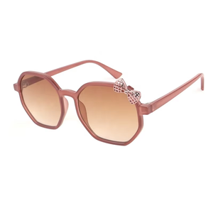 Nouvelles lunettes de soleil pour enfants à la mode avec mignon dessin animé nœud papillon violet marron bleu rose cadres pour petites filles - Product Image 3