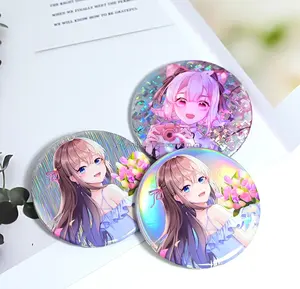 ป้ายโลหะดีบุกพร้อมเคลือบเงาแบบโฮโลแกรมแวววาวสำหรับเป็นของขวัญส่งเสริมการขายรูปทรงกลมออกแบบได้ตามต้องการ - Product Image 5