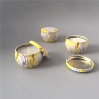 Runde Blechdose/Lebensmittelechte Metalldose mit Blumenmuster-Set für Kerzen