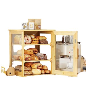 Caja de pan de bambú de tres capas con asa, contenedor de almacenamiento transparente ajustable para pan y pasteles, 12,6x12,6x16,5 pulgadas - Product Image 5