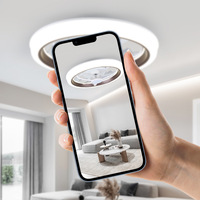 Ventilateur de plafond LED moderne et minimaliste pour chambre et bureau, oscillant, trois couleurs, variateur d'intensité, commande intelligente, ultra-simple