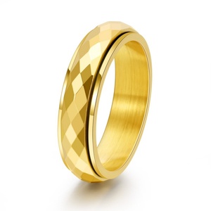 Hot Sale Trendy Christian Style Bezel Setting Geometric Stainless Steel Gold Plated Unisex <b>Tungsten</b> Ring World Biker Wedding - Product Image 4