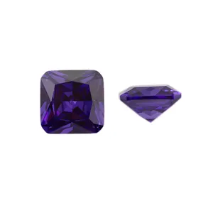 Piedras preciosas sueltas de gran cantidad, CZ, 10x10mm, forma cuadrada, Color púrpura, piedra de circonia cúbica