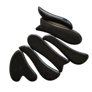 Cuerpo negro obsidiana Gua Sha raspado tablero de masaje herramienta de forma de onda de cuerpo <span class=keywords><strong>sano</strong></span> - Product Image 6