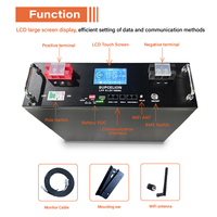 Baterai Lithium Semi-solid State LiFePO4 51.2V 100Ah untuk Penyimpanan Energi Surya Rumah Tangga Bluetooth/CAN/RS232/RS485/WiFi Casing Logam