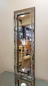 Modern Design Crushed Diamond Crystal Glass <strong>Silver</strong> <strong>Frame</strong> Bevelled Wall <strong>Mirror</strong> - Product Image 2