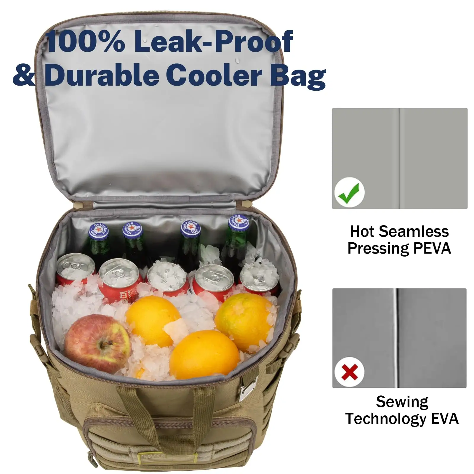 Mochila térmica de isolamento térmico para caça, mochila de caminhada, piquenique, mochila térmica durável, mochila refrigeradora de 45/55 latas