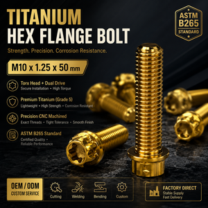 Perno Hexagonal de <span class=keywords><strong>Titanio</strong></span> M10x1.25x50 con Cabeza Torx y Doble Accionamiento, Servicios de Corte/Soldadura/Doblado, Estándar ASTM B265 - Product Image 1