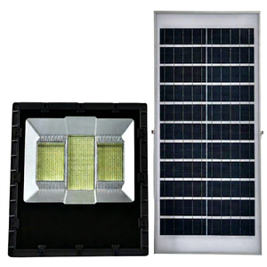 ไฟส่องสว่างพลังงานแสงอาทิตย์ 500W LED IP65 สำหรับสวนภายนอกอาคาร แผงไฟ 5000K แสงเดย์ไลท์ พร้อมรีโมทคอนโทรล ได้รับการรับรองมาตรฐาน CE ตัวเรือนอะลูมิเนียม - Product Image 1