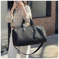 Sac de voyage à motif à carreaux en PU avec compartiment à chaussures, séparation sec/humide, pochette pour trolley, grande capacité, sac à main